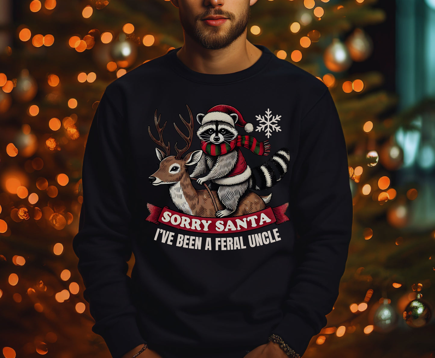 Feral Uncle Christmas Tee Sweatshirt - Raccoon themed Funny Uncle shirt