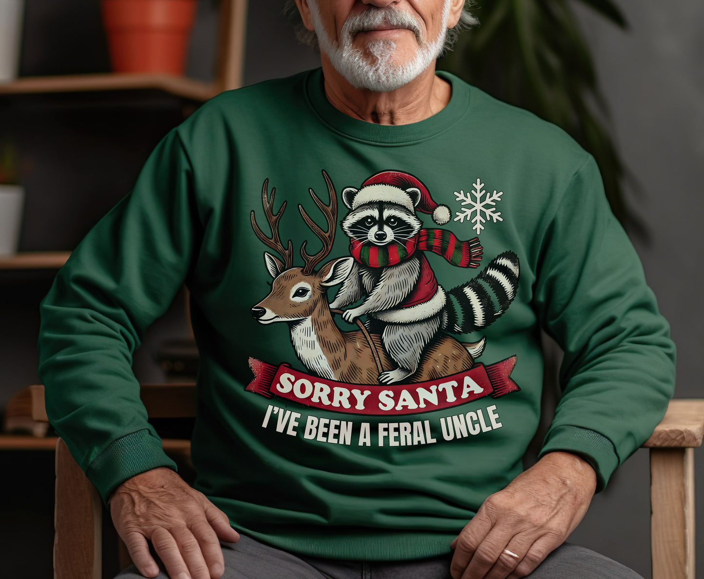 Feral Uncle Christmas Tee Sweatshirt - Raccoon themed Funny Uncle shirt