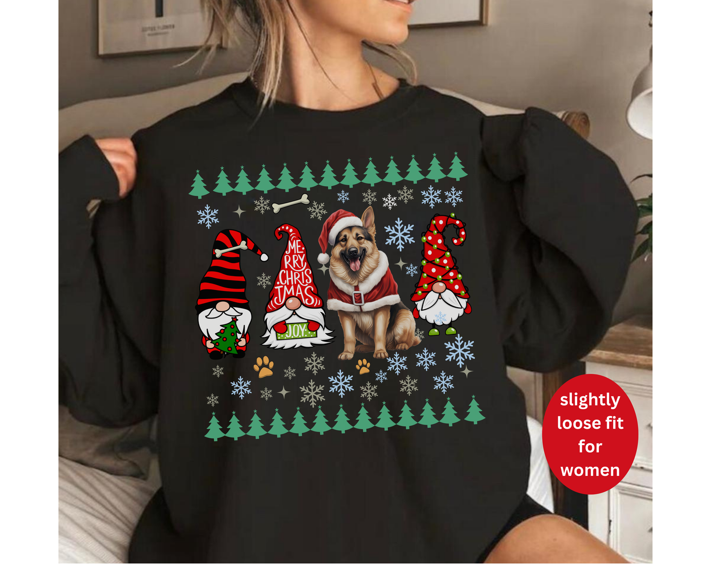 Festive German Shepherd Christmas T-Shirt | Cute Holiday Dog Lover Tee | Xmas Gift for Shepherd Owners