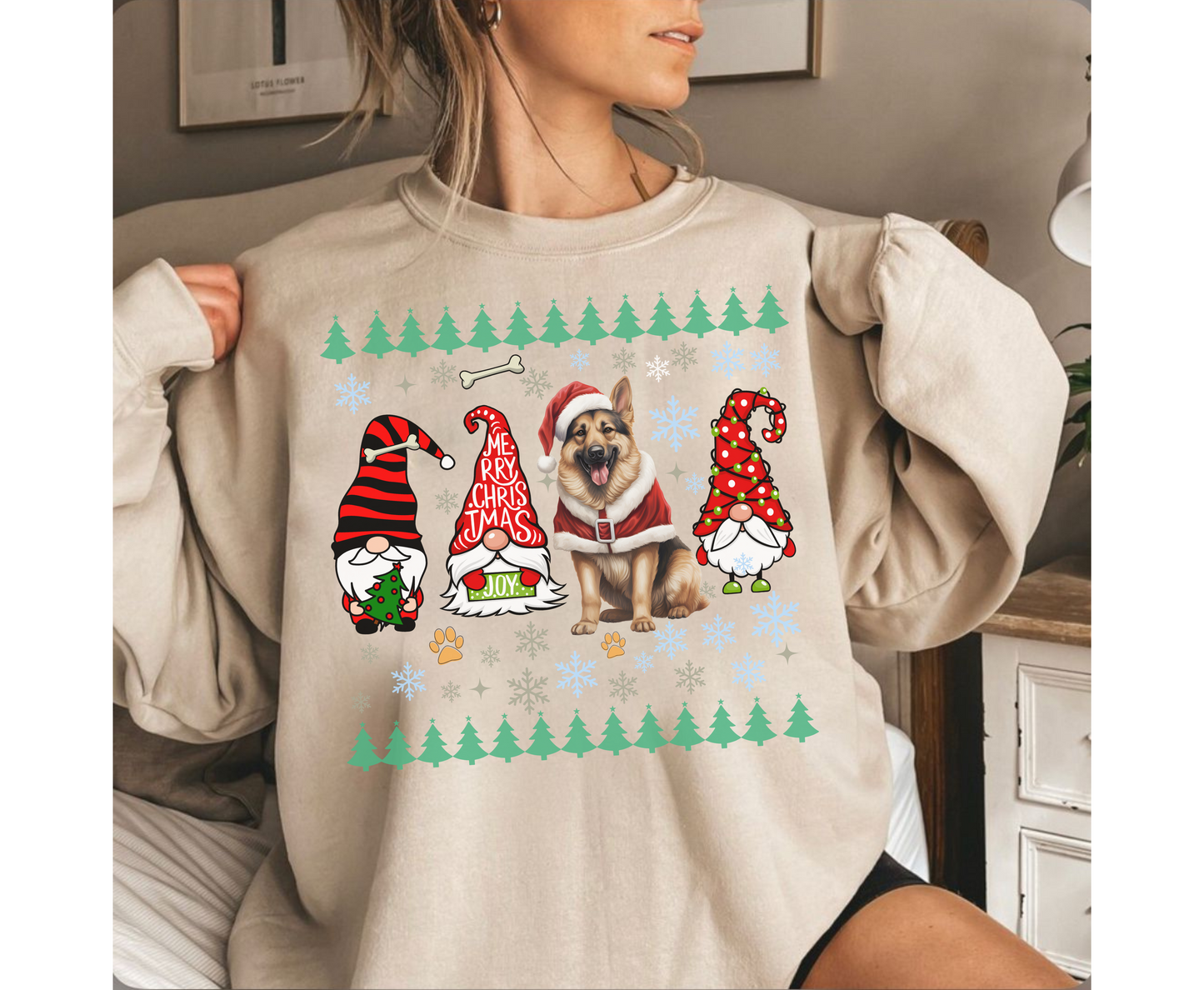 Festive German Shepherd Christmas T-Shirt | Cute Holiday Dog Lover Tee | Xmas Gift for Shepherd Owners