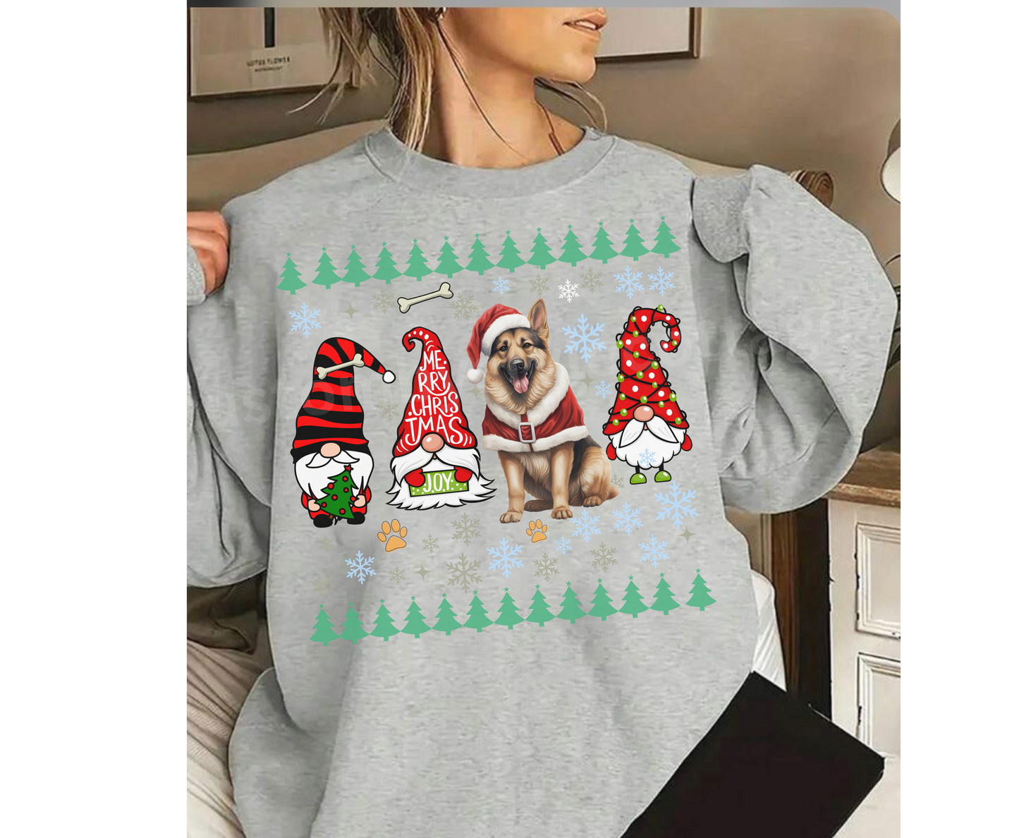 Festive German Shepherd Christmas T-Shirt | Cute Holiday Dog Lover Tee | Xmas Gift for Shepherd Owners