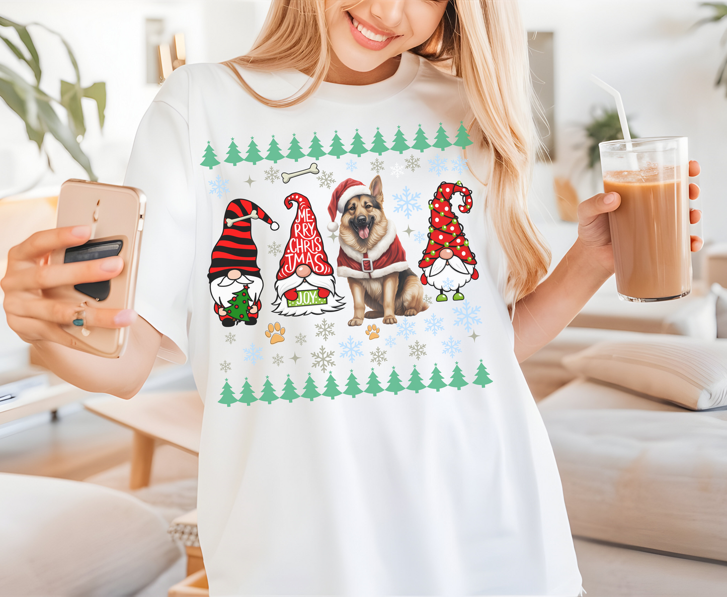 Festive German Shepherd Christmas T-Shirt | Cute Holiday Dog Lover Tee | Xmas Gift for Shepherd Owners