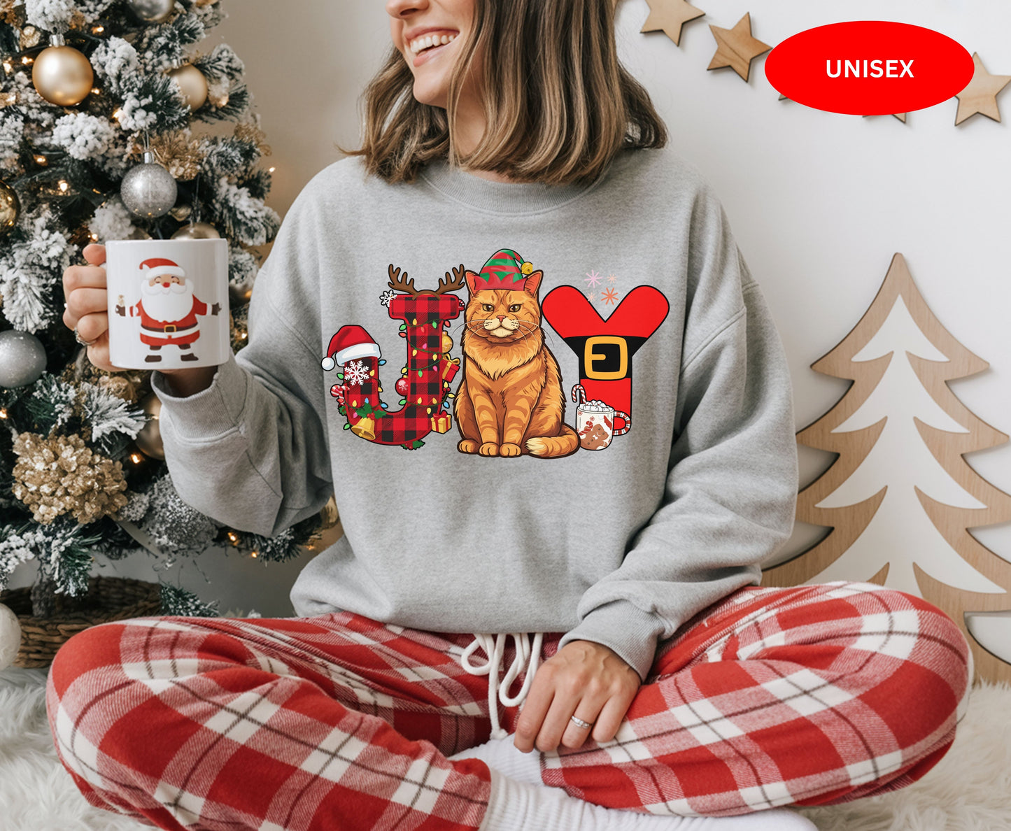 Orange Ginger Cat Breed Christmas Tee Jumper - Orange Tabby Cat mom dad Xmas Unisex Shirt