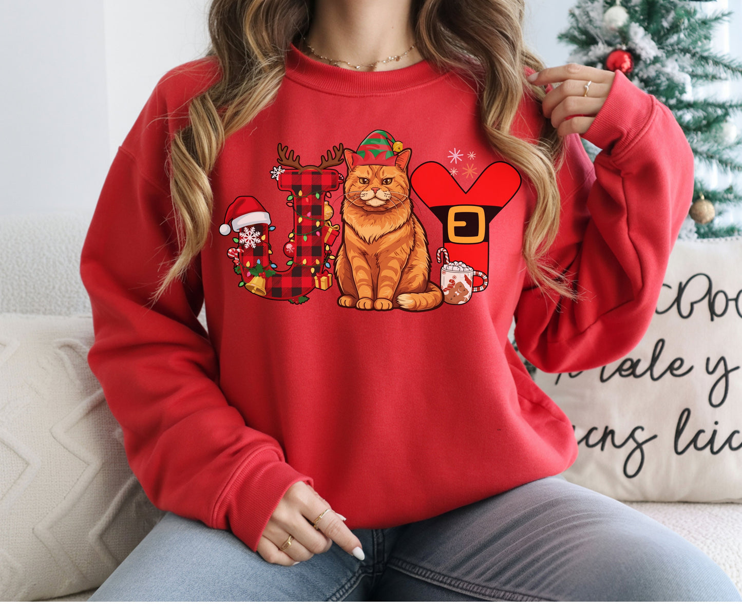 Orange Ginger Cat Breed Christmas Tee Jumper - Orange Tabby Cat mom dad Xmas Unisex Shirt