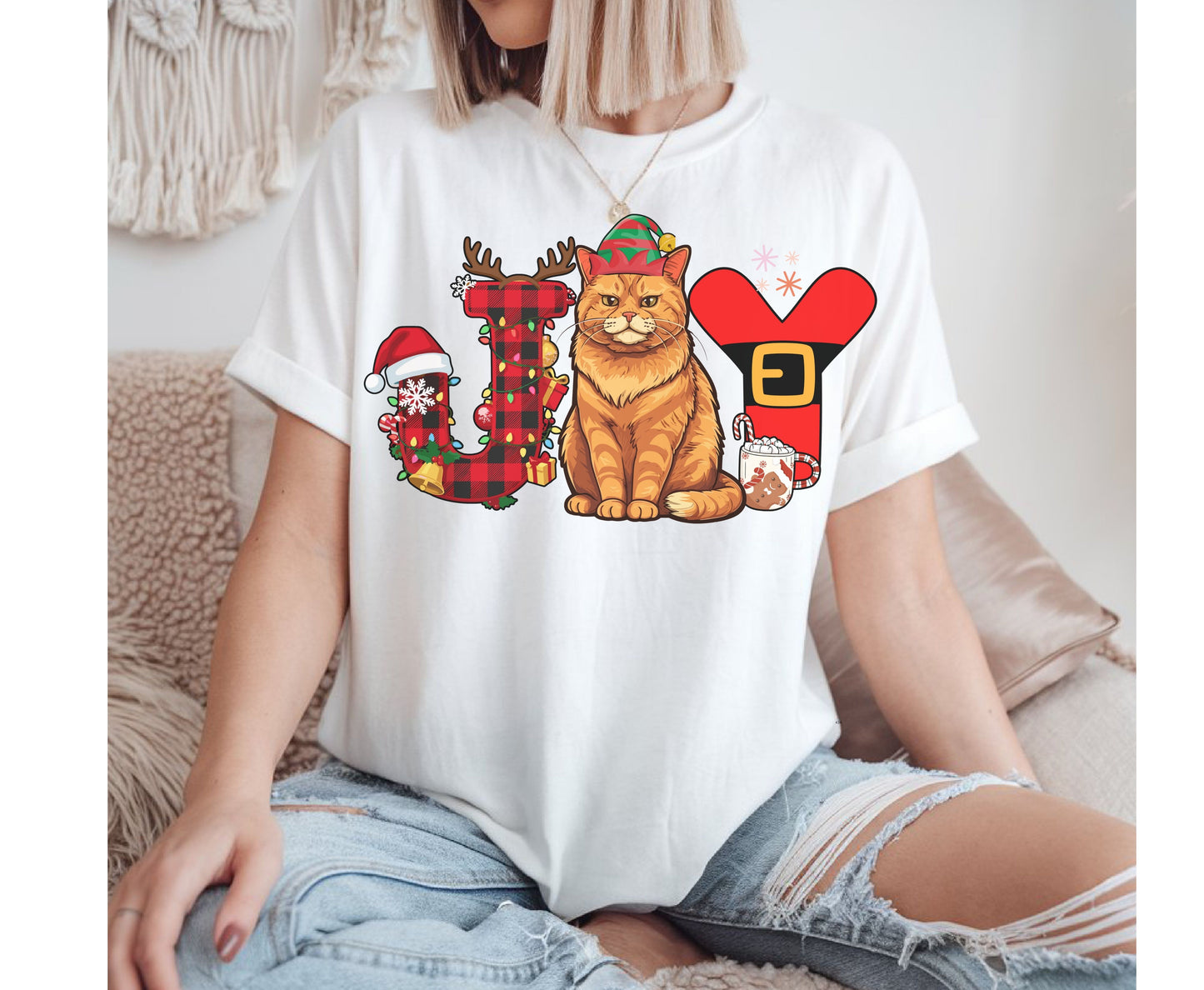 Orange Ginger Cat Breed Christmas Tee Jumper - Orange Tabby Cat mom dad Xmas Unisex Shirt