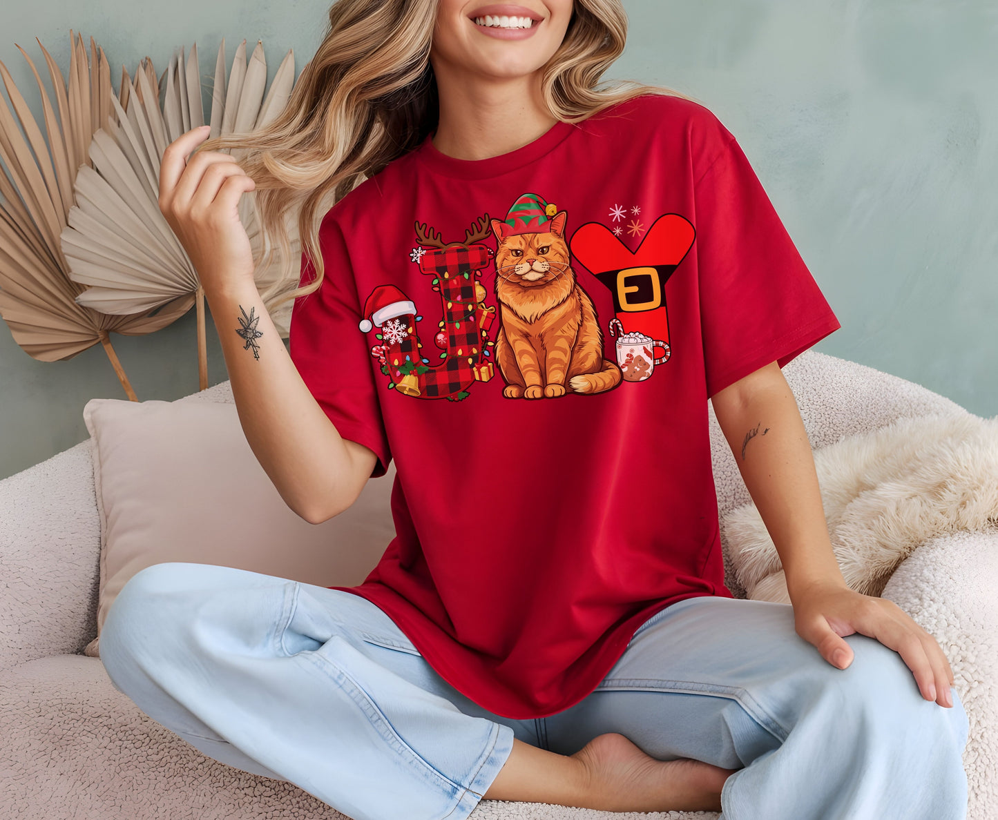 Orange Ginger Cat Breed Christmas Tee Jumper - Orange Tabby Cat mom dad Xmas Unisex Shirt