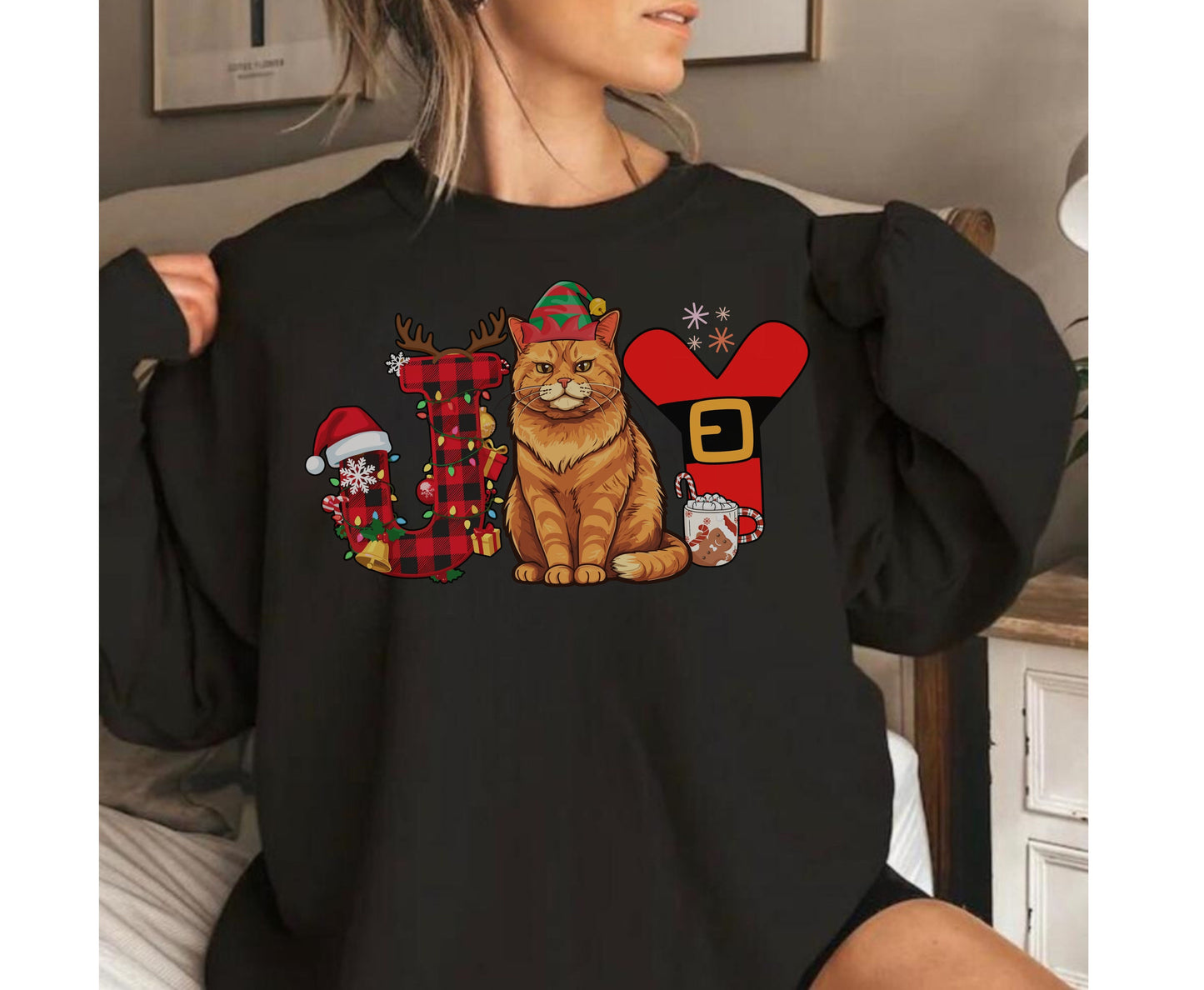 Orange Ginger Cat Breed Christmas Tee Jumper - Orange Tabby Cat mom dad Xmas Unisex Shirt