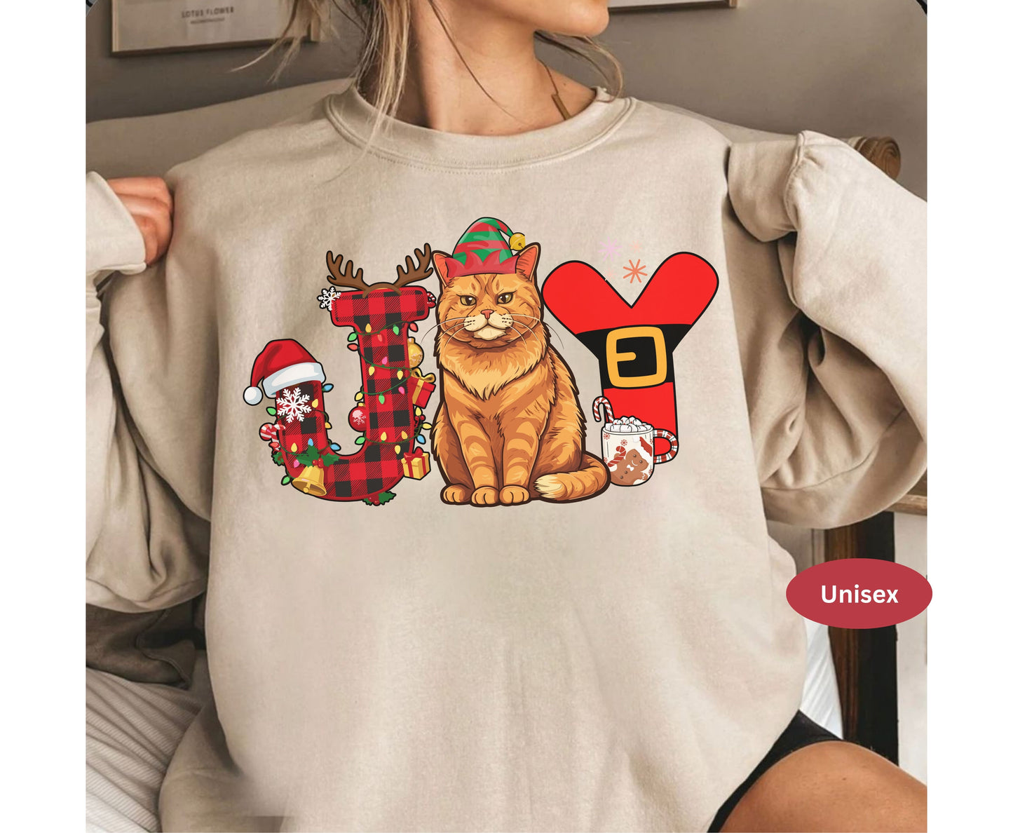 Orange Ginger Cat Breed Christmas Tee Jumper - Orange Tabby Cat mom dad Xmas Unisex Shirt