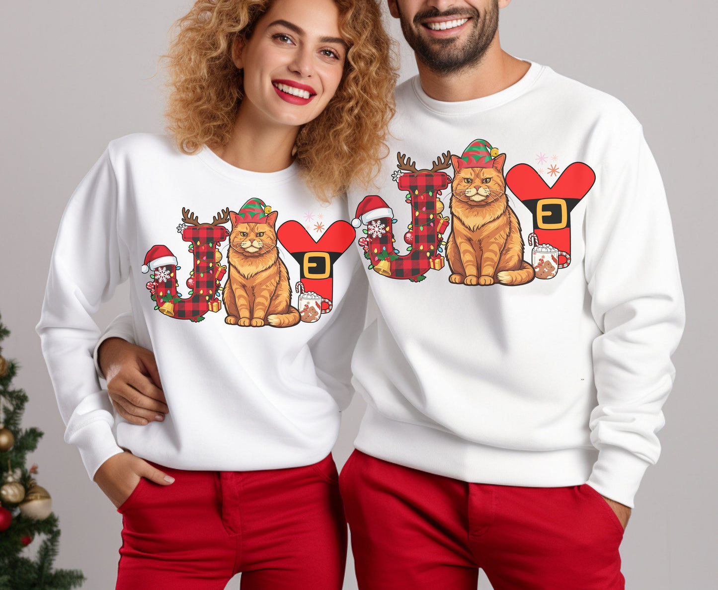Orange Ginger Cat Breed Christmas Tee Jumper - Orange Tabby Cat mom dad Xmas Unisex Shirt