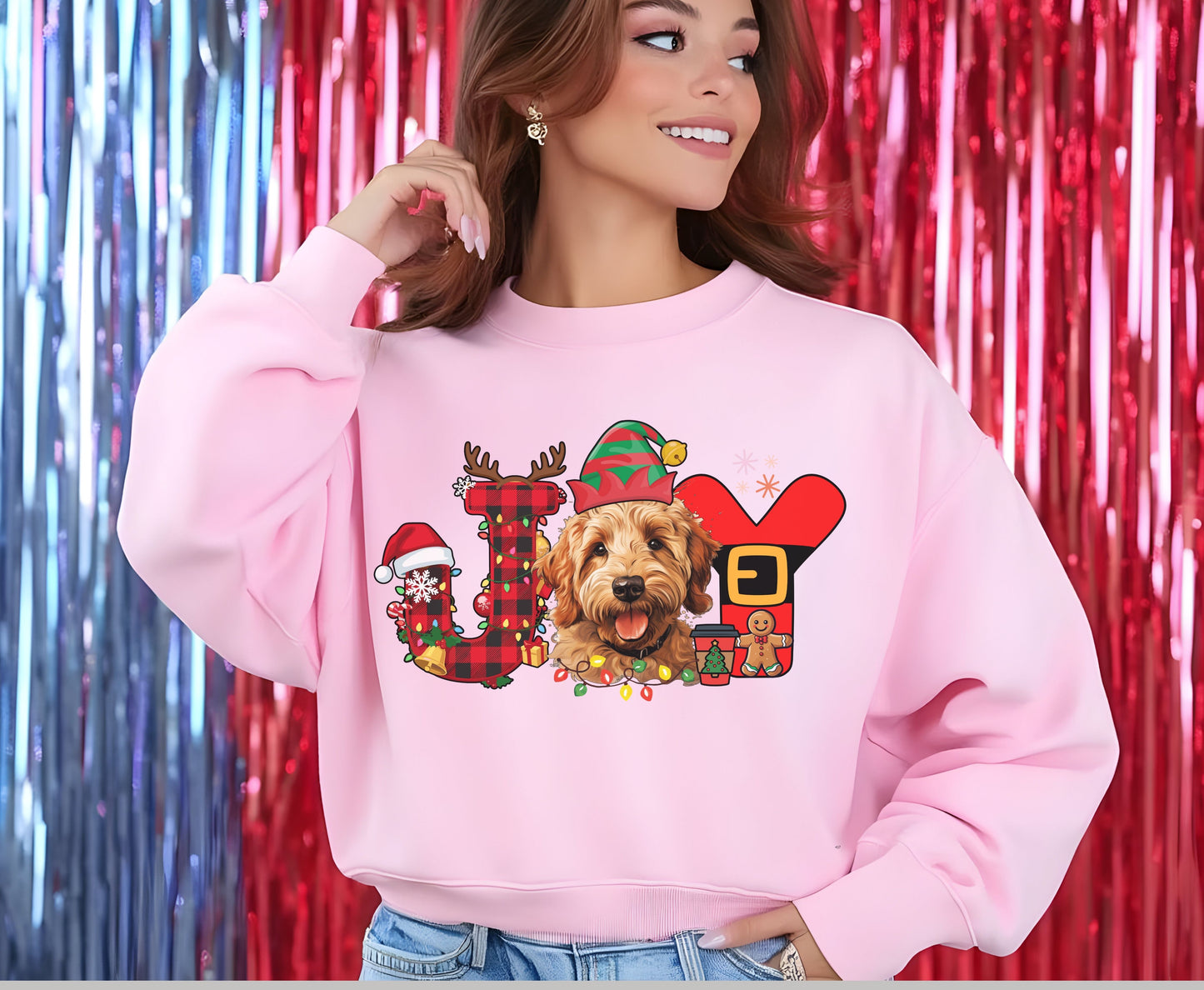 Golden Doodle Dog Breed Christmas Tee Jumper -  Doodle Dog mom dad Xmas Unisex Shirt