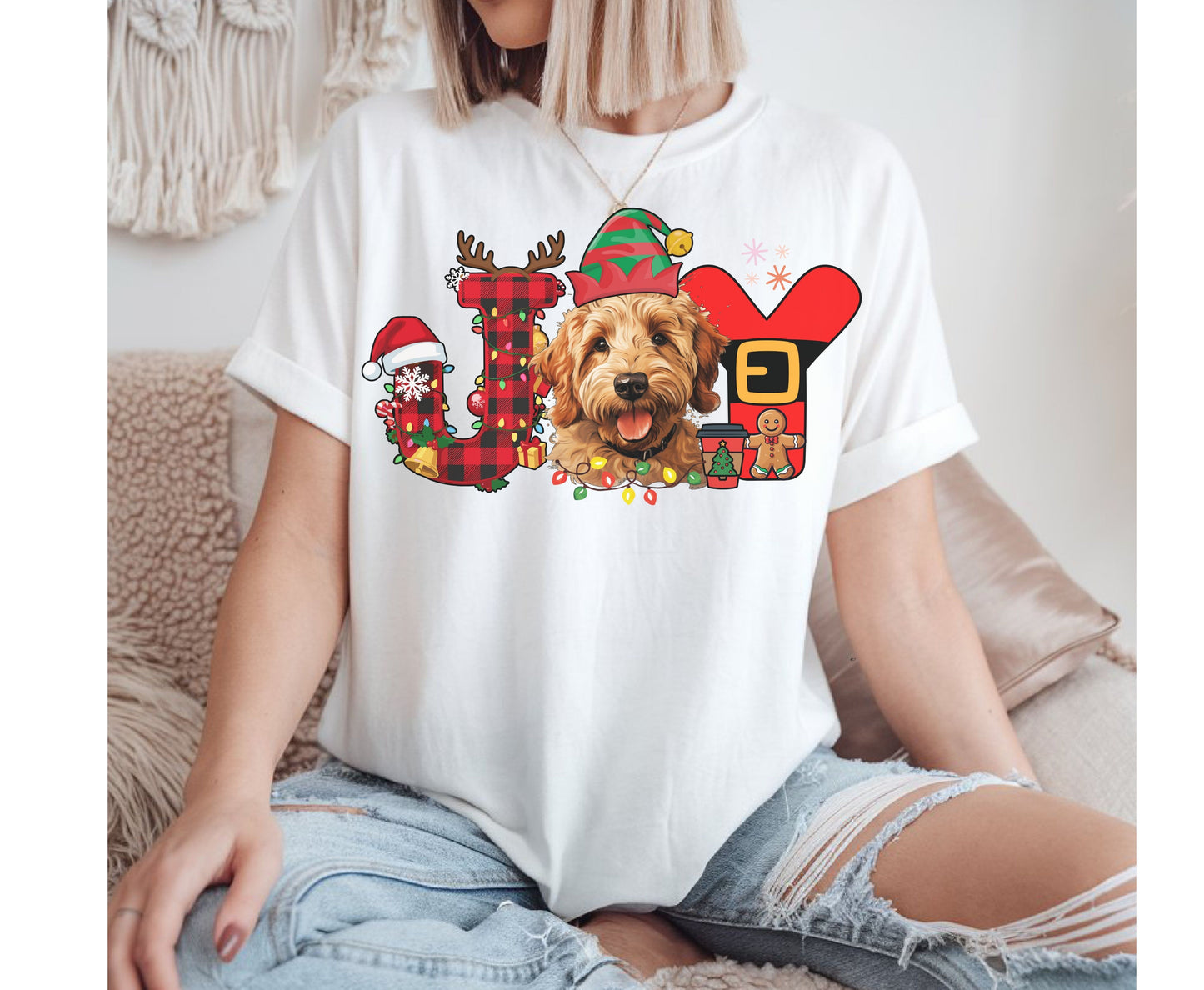Golden Doodle Dog Breed Christmas Tee Jumper -  Doodle Dog mom dad Xmas Unisex Shirt