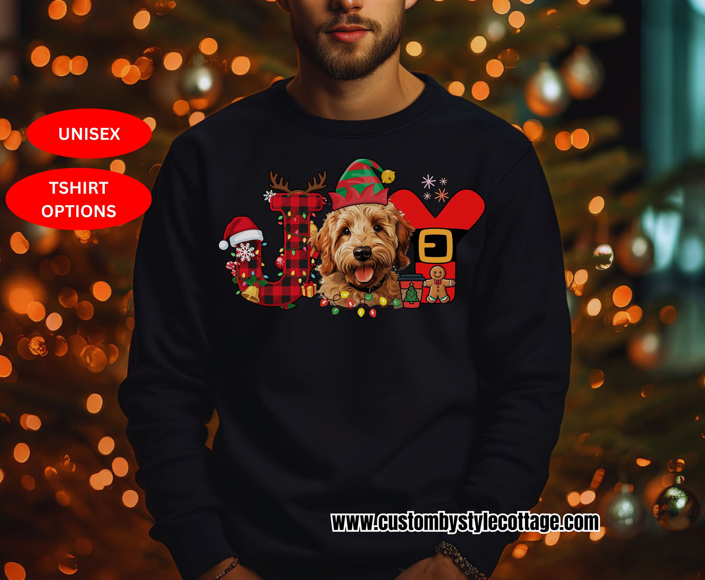 Golden Doodle Dog Breed Christmas Tee Jumper -  Doodle Dog mom dad Xmas Unisex Shirt