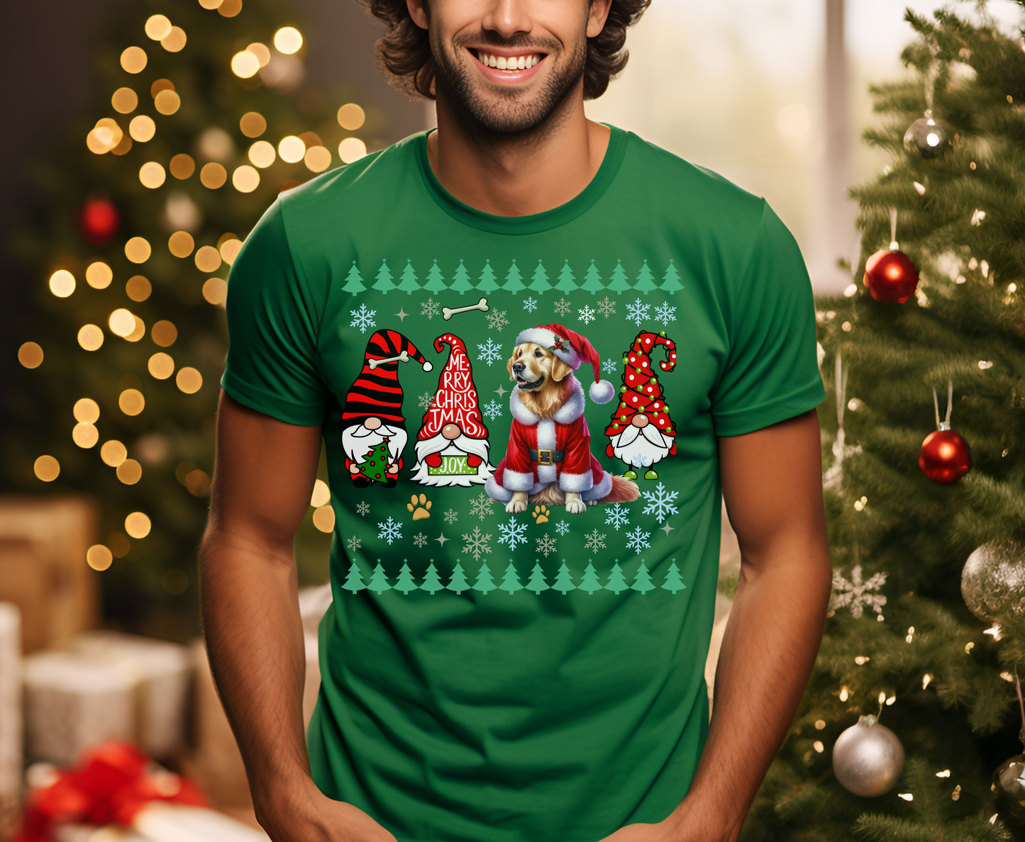 Festive Golden Retriever Christmas T-Shirt Cute Holiday Dog Lover Xmas Gift for Dog Owner