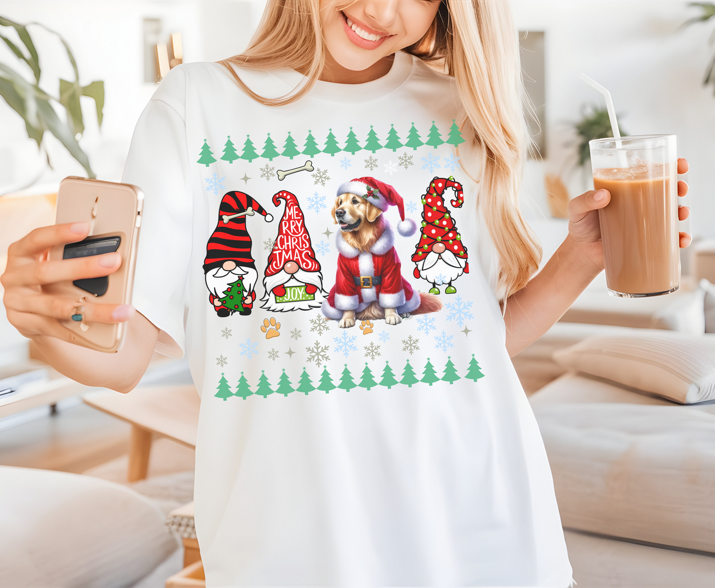 Festive Golden Retriever Christmas T-Shirt Cute Holiday Dog Lover Xmas Gift for Dog Owner