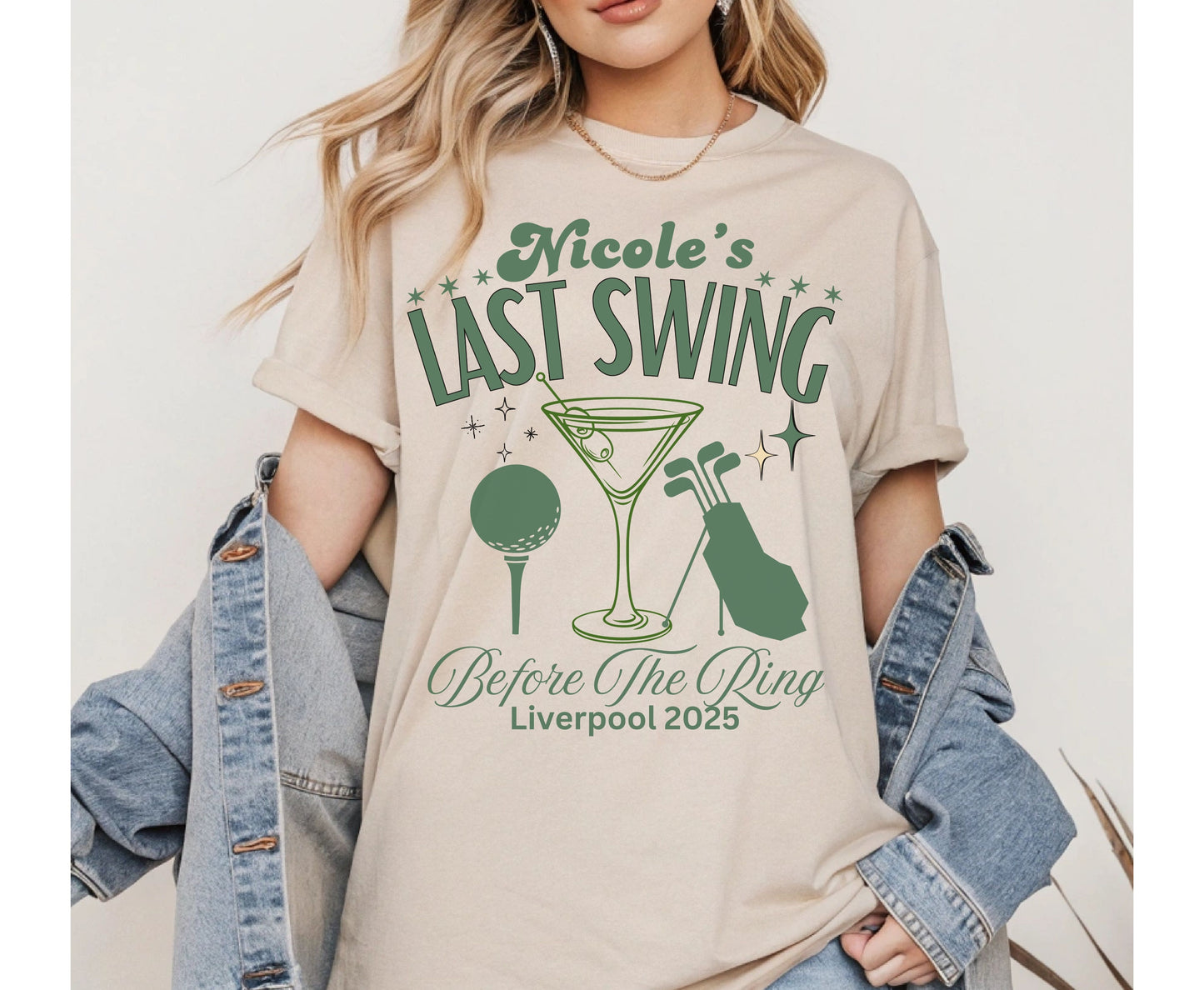 Custom Last Swing Golfing themed Unisex Bachelorette Sweatshirt Tshirt
