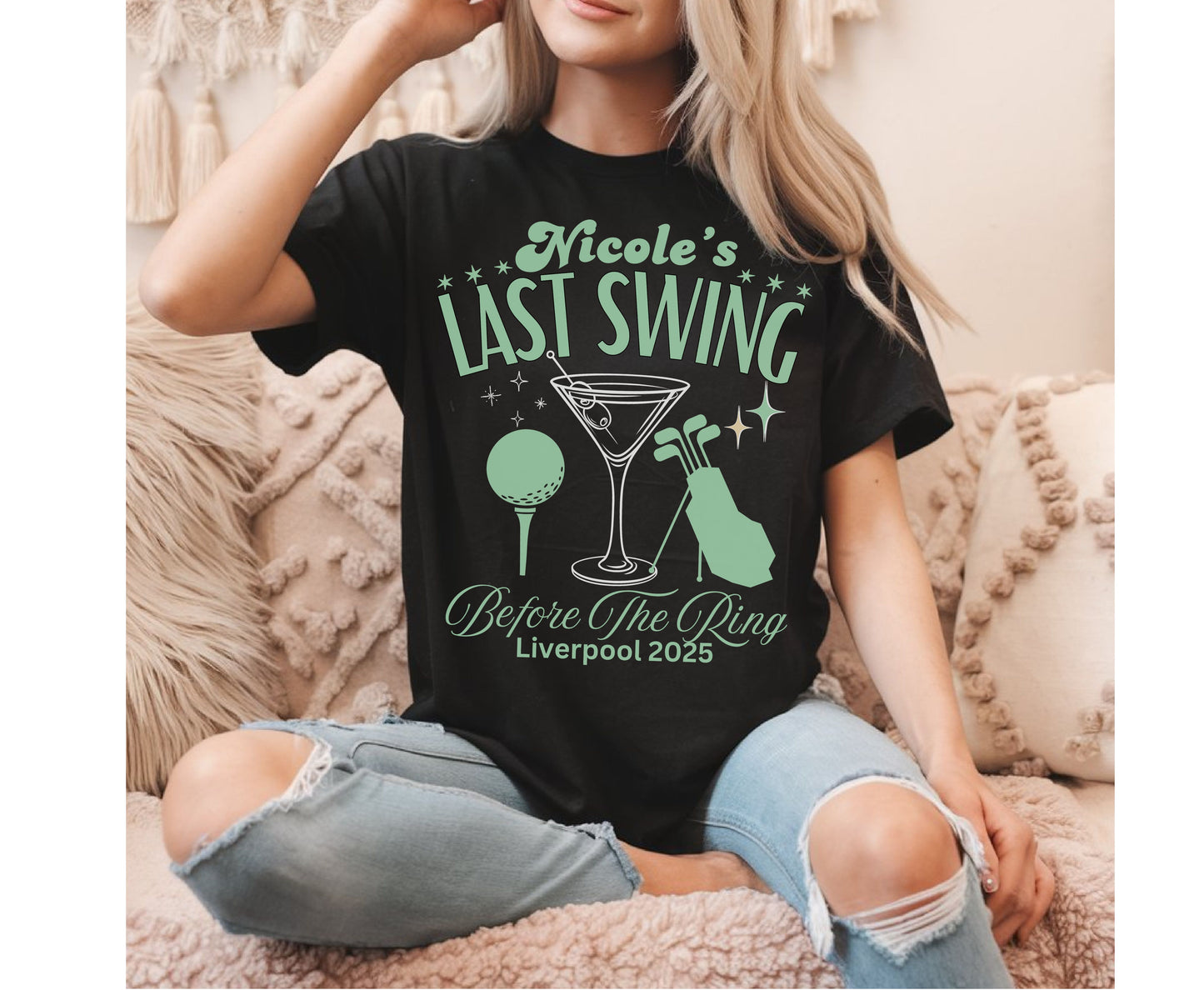 Custom Last Swing Golfing themed Unisex Bachelorette Sweatshirt Tshirt