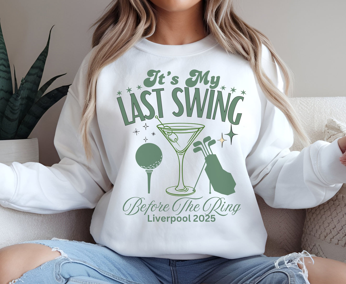 Custom Last Swing Golfing themed Unisex Bachelorette Sweatshirt Tshirt