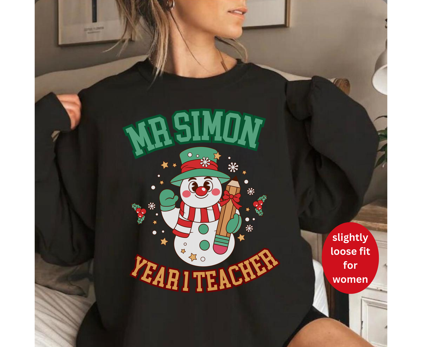 Custom name Teacher Christmas Jumper Personalized Matching Teacher Xmas Shirt for Men Women English Maths School Teacher Christmas Tee Shirt