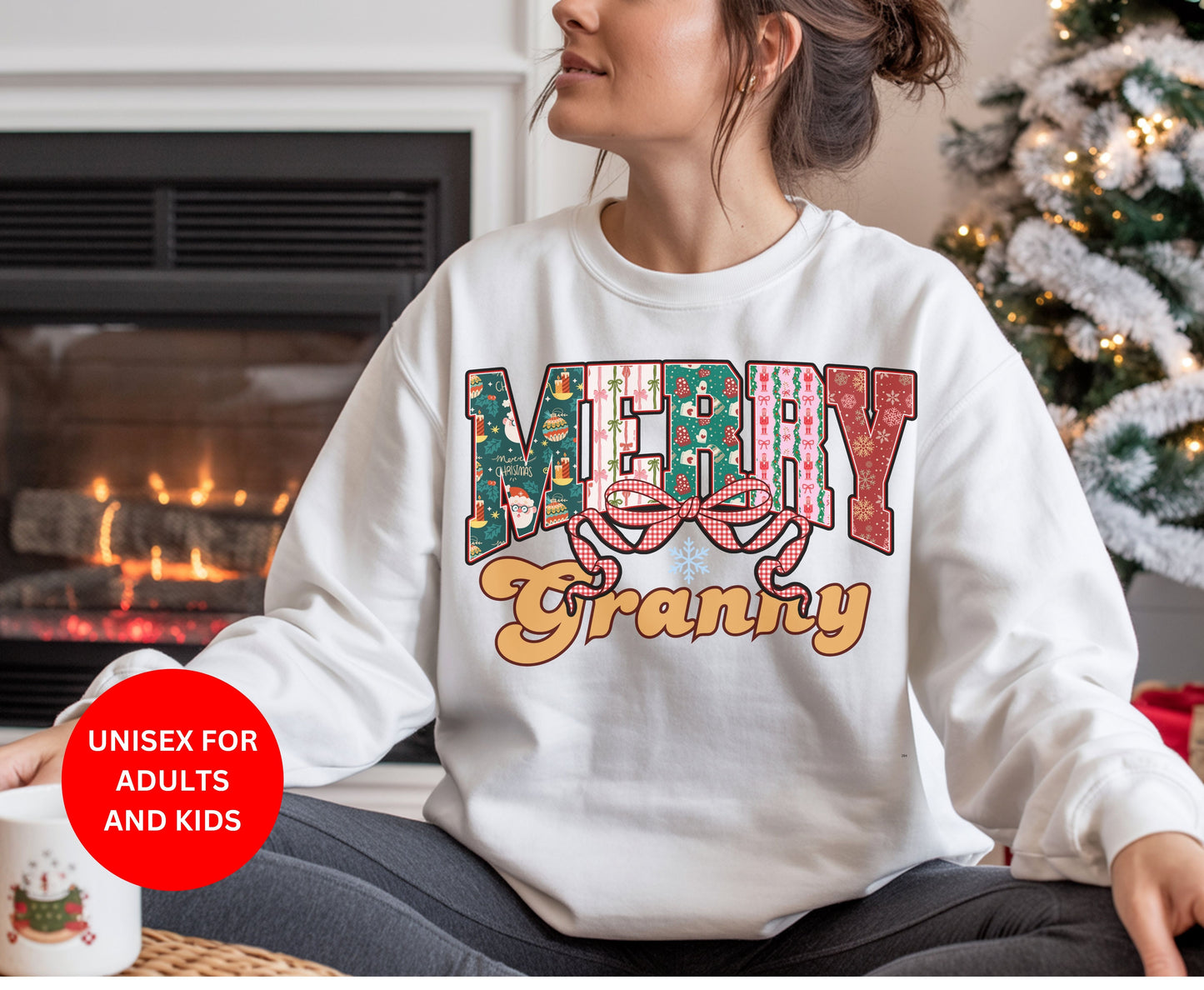 Merry Granny Festive Christmas Tee Shirts Jumper for Grandma