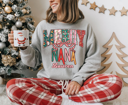 Merry Nana Festive Christmas Tee Shirts Jumper for Grandma