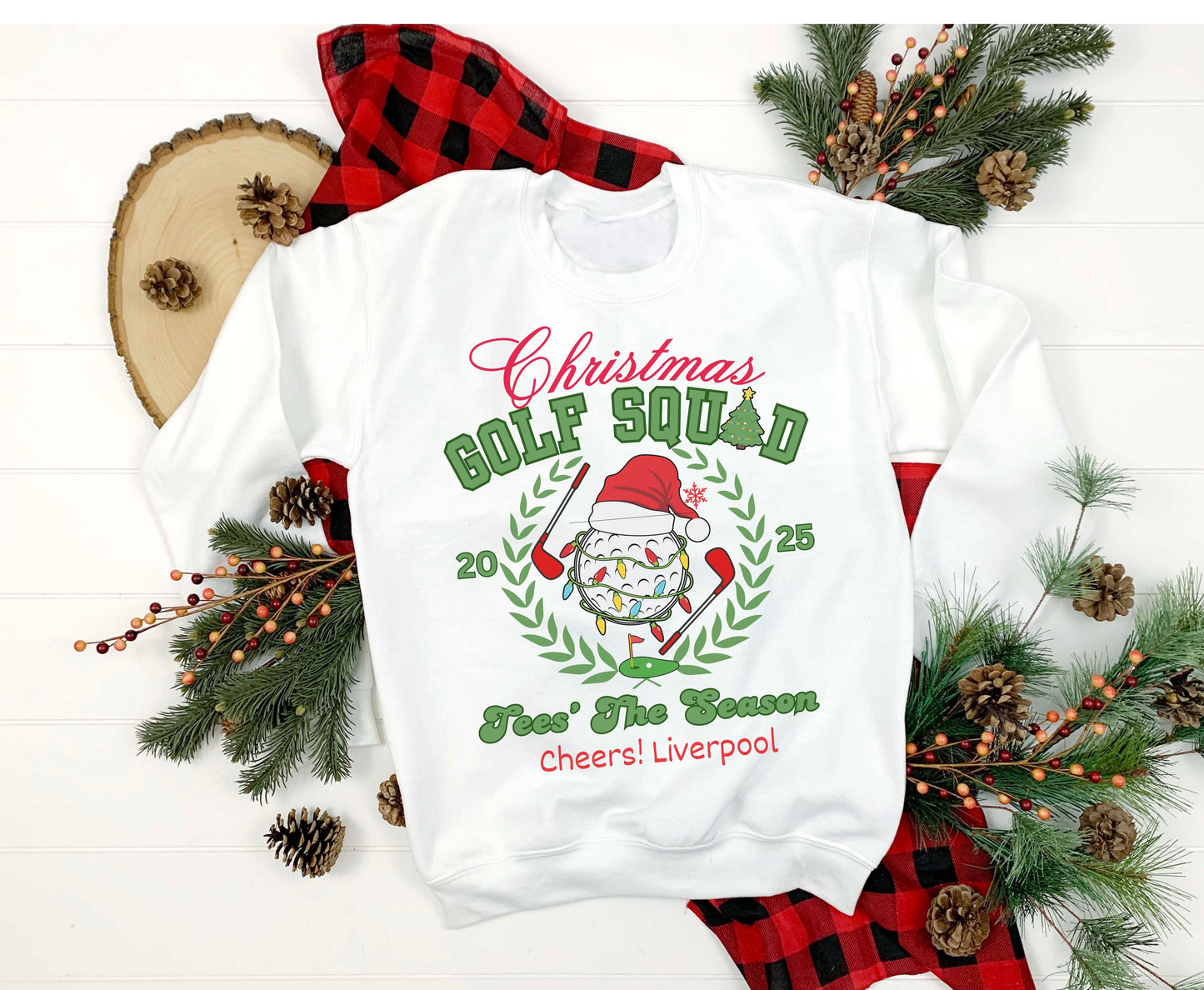 Personalized Christmas Golfing Crew Tee Sweatshirt - Unisex Custom Xmas Golf Jumpers