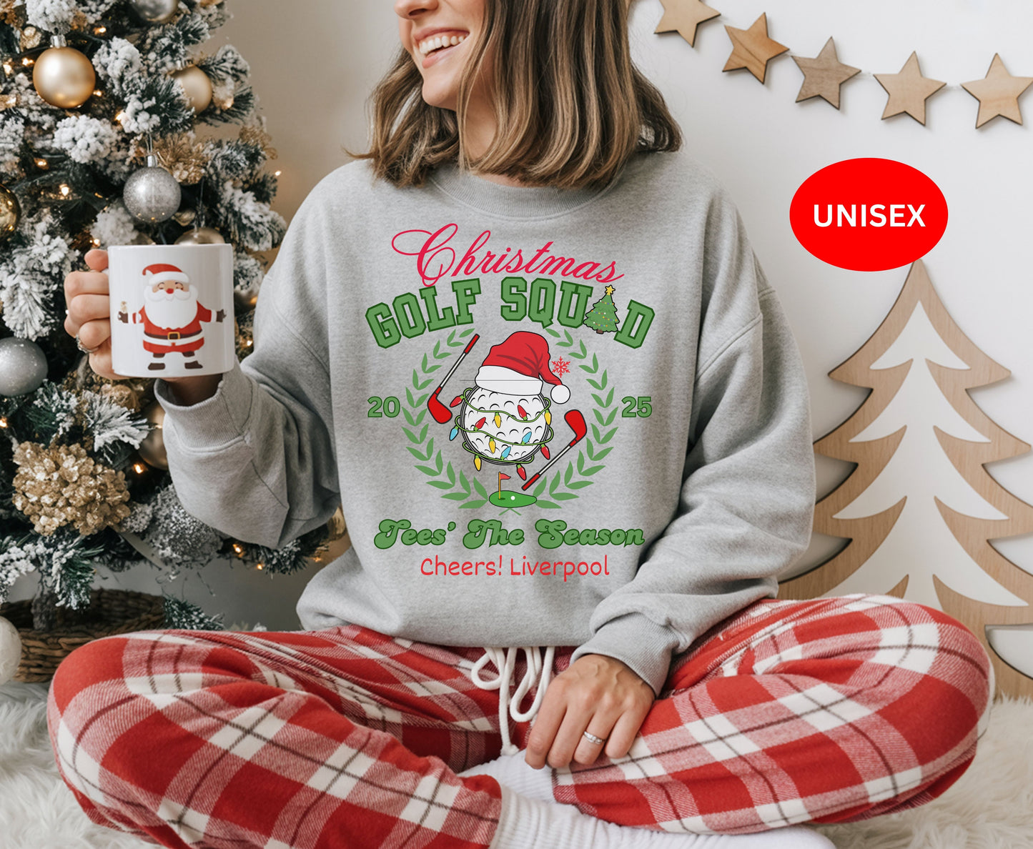 Personalized Christmas Golfing Crew Tee Sweatshirt - Unisex Custom Xmas Golf Jumpers