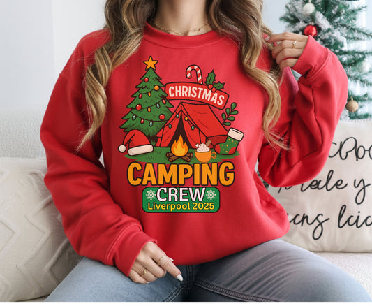 Personalized Christmas Camping Crew Tee Sweatshirt - Unisex Custom Xmas Camp Jumpers