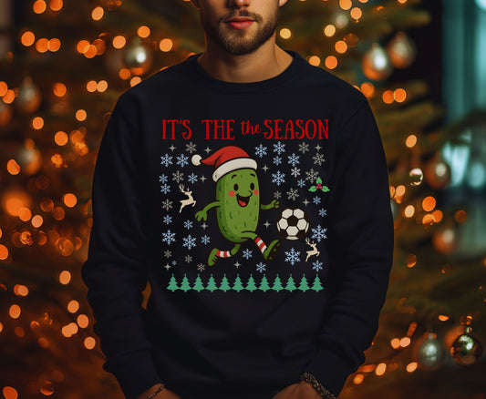 Funny Pickle Footie Unisex Xmas Tee Sweatshirt for Men Women - Retro Pickle Themed Christmas Shirts
