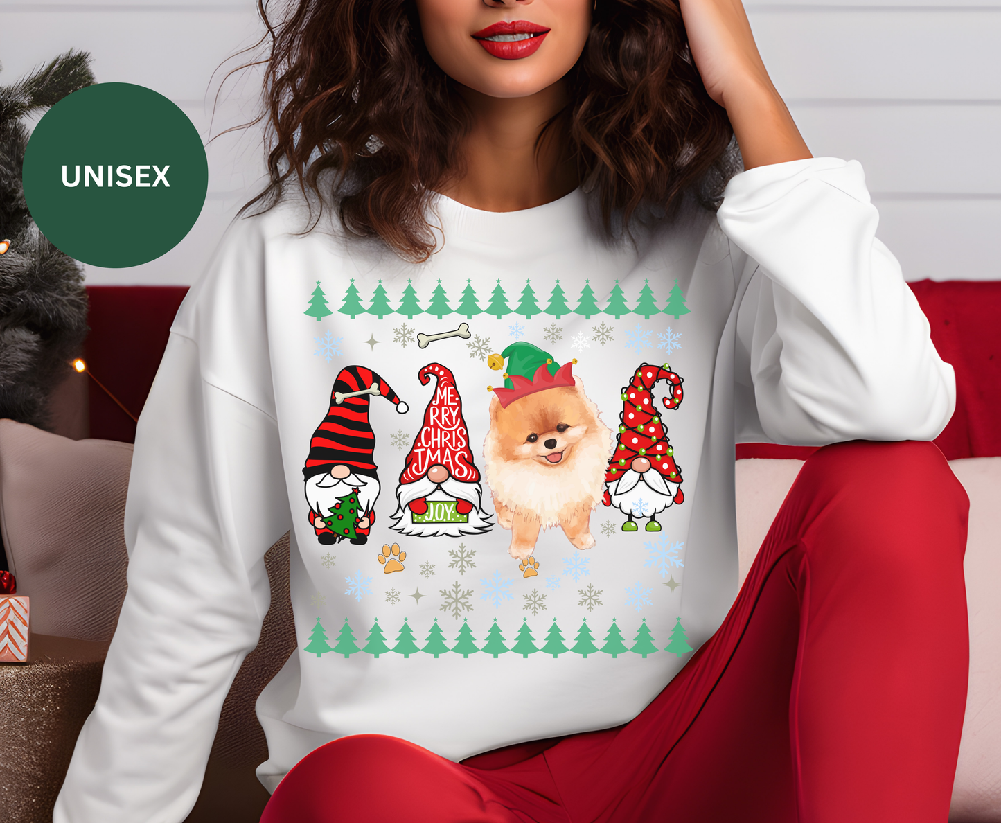 Festive Pomeranian Dog Christmas T Shirt Cute Holiday Dog Lover Tee Sweatshirt Hoodie Xmas Gift for Dog Owner Pomeranian Dog Mom Owner Top