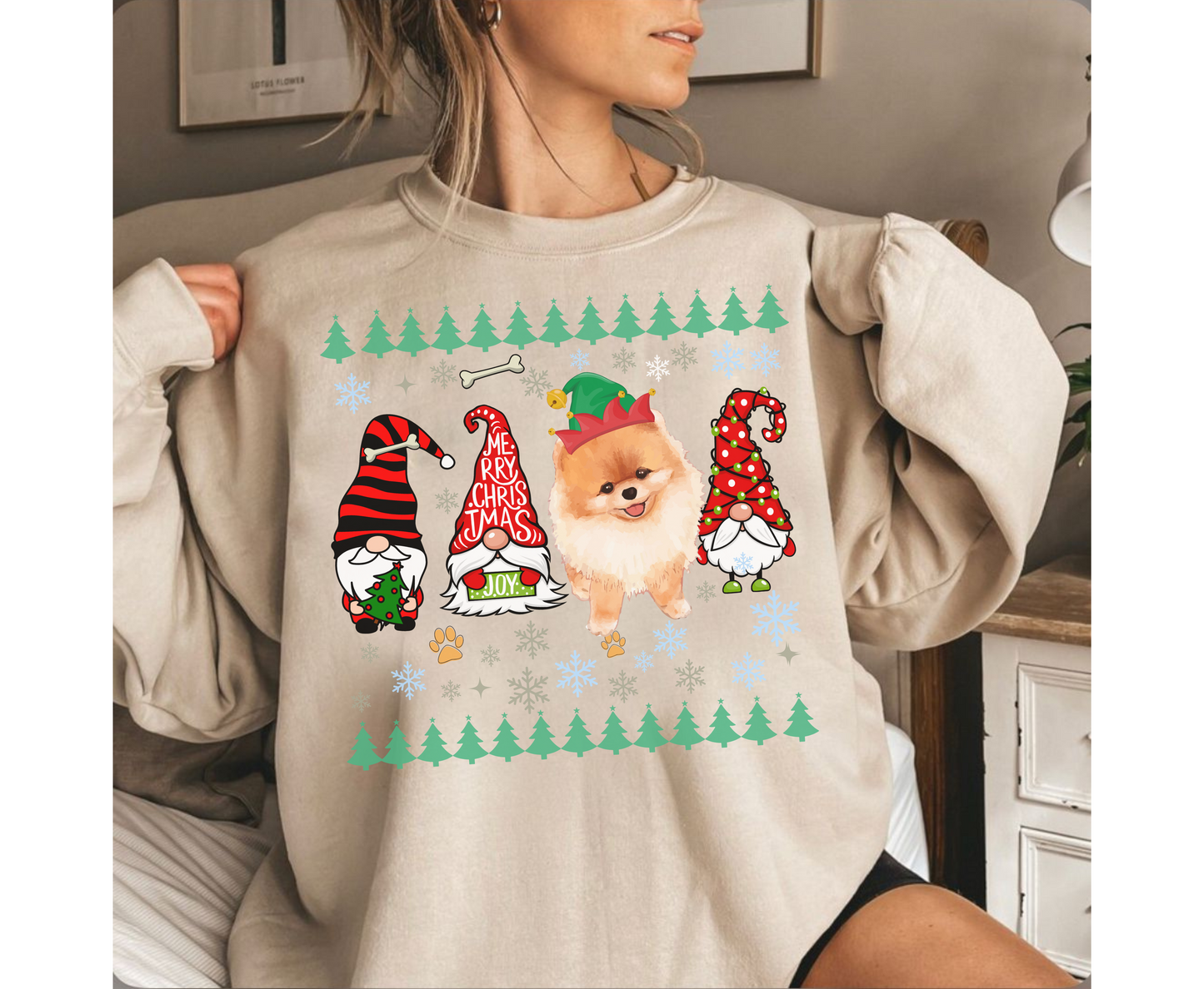 Festive Pomeranian Dog Christmas T Shirt Cute Holiday Dog Lover Tee Sweatshirt Hoodie Xmas Gift for Dog Owner Pomeranian Dog Mom Owner Top