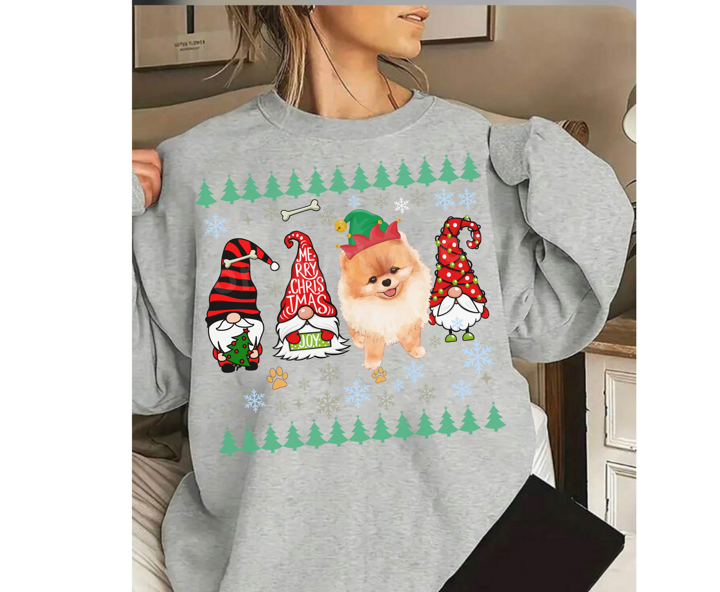 Festive Pomeranian Dog Christmas T Shirt Cute Holiday Dog Lover Tee Sweatshirt Hoodie Xmas Gift for Dog Owner Pomeranian Dog Mom Owner Top