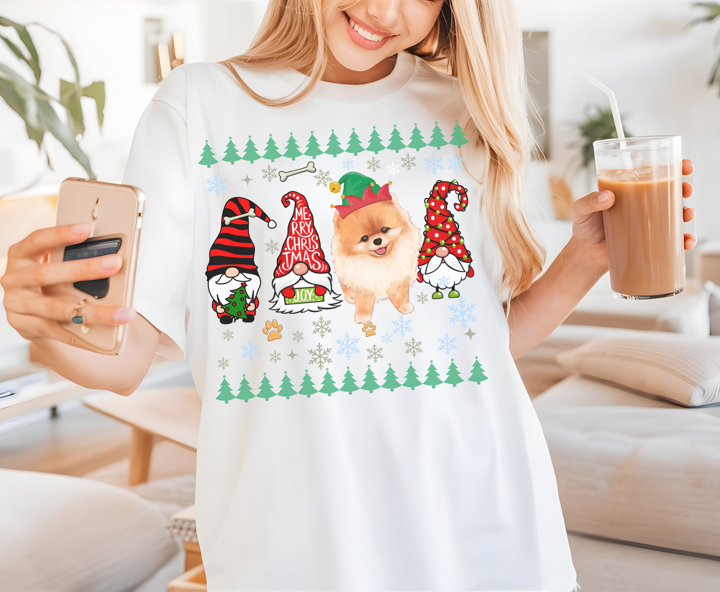 Festive Pomeranian Dog Christmas T Shirt Cute Holiday Dog Lover Tee Sweatshirt Hoodie Xmas Gift for Dog Owner Pomeranian Dog Mom Owner Top