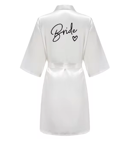 Wedding Party Team Bride Robe in White, Pink and Gold