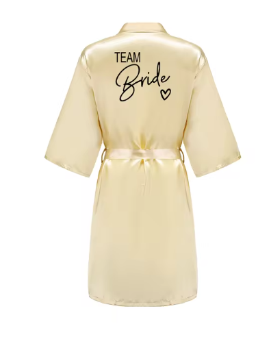 Wedding Party Team Bride Robe in White, Pink and Gold