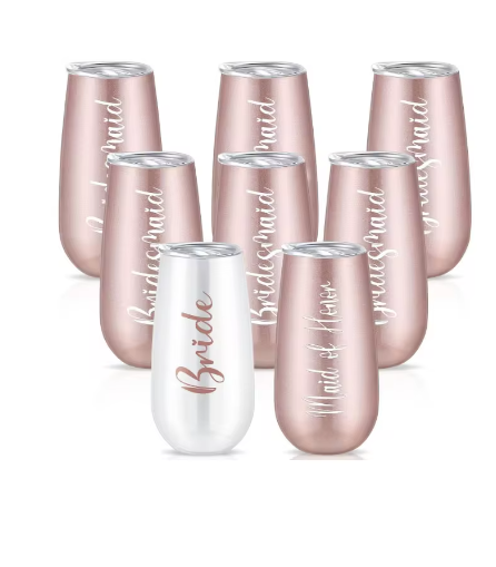 Personalized 6oz Champagne Flutes for Wedding Party, 6 oz Tumblers, Custom  Bride Shower Gifts, Bridesmaid Proposal Gifts