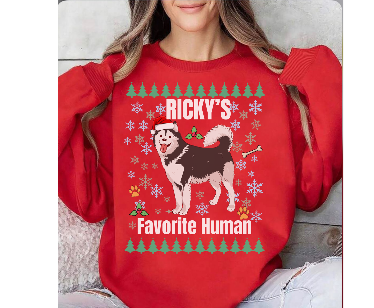 Custom Siberian Husky Dog Christmas Jumper | Personalized Name Holiday Tee Gifts for Dog Lovers | Cute Winter Husky Dog Shirt for Men Women