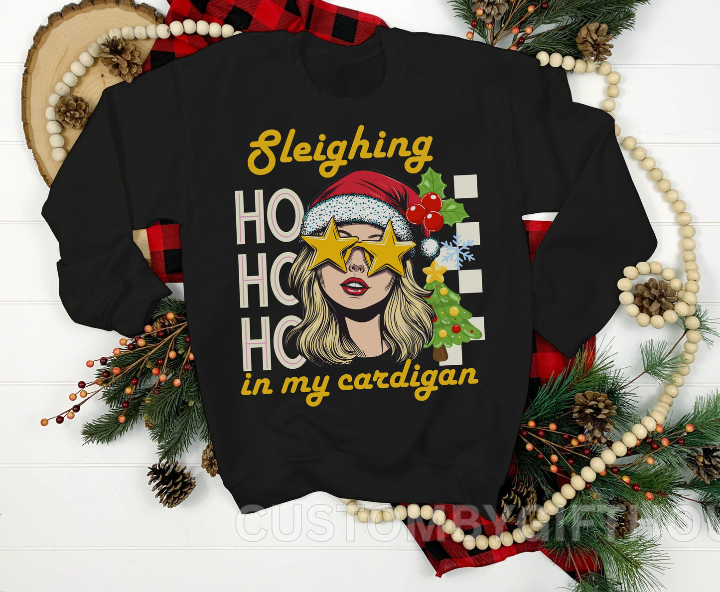 Sleighing in My Cardigan Unisex Christmas Tee Sweatshirt