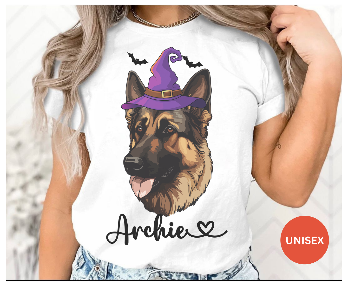 Custom German Shepherd Halloween Witch Sweatshirt - Dog Lover Winter Crewneck gift for Dog Lover