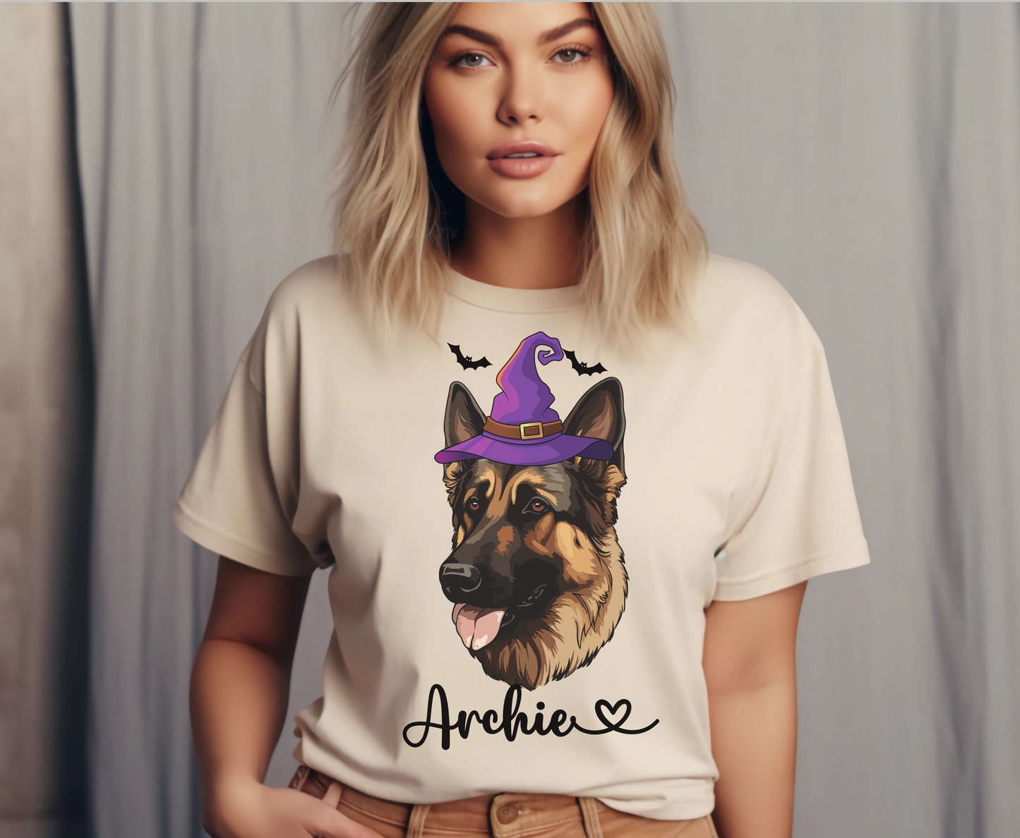 Custom German Shepherd Halloween Witch Sweatshirt - Dog Lover Winter Crewneck gift for Dog Lover