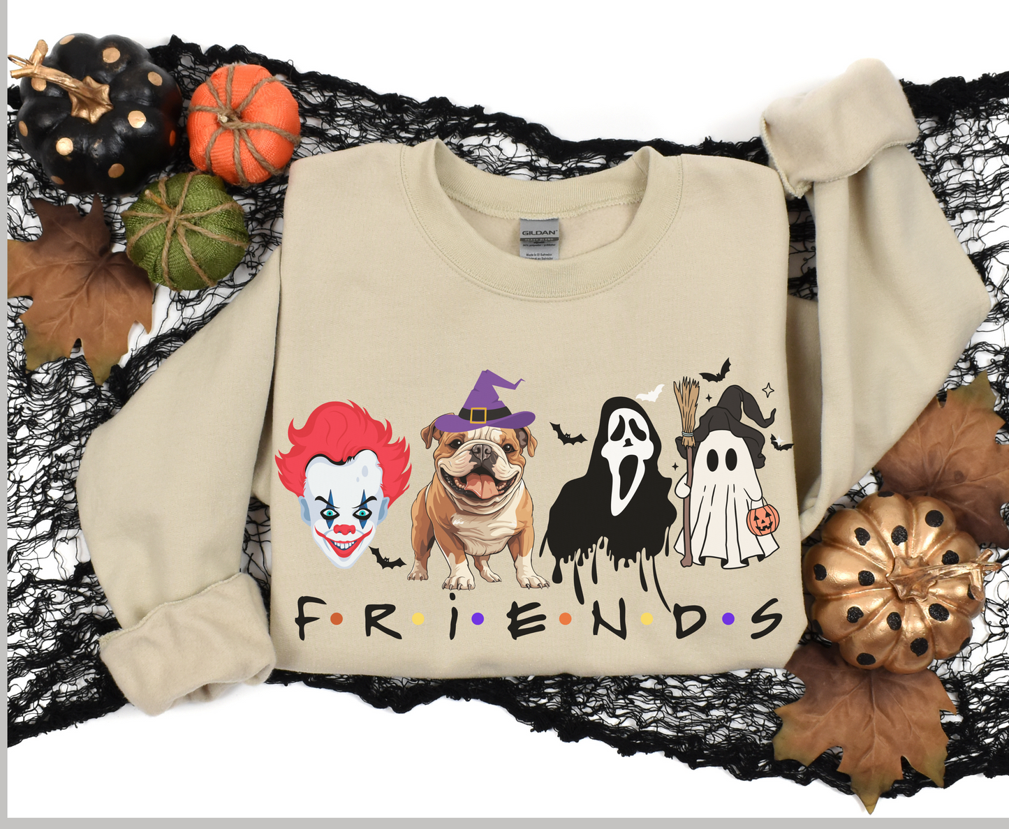 Spooky English Bulldog Halloween Fall Sweatshirt - Fun Tshirt Gifts for Dog Mom dad Lovers