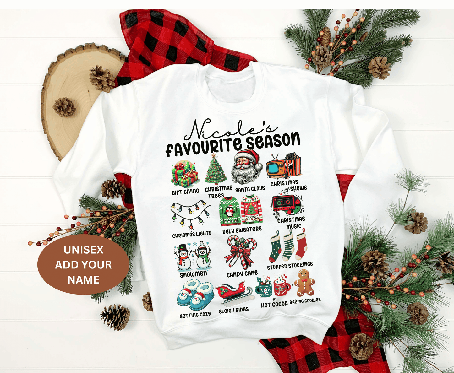 Personalized Christmas List Jumper for Men Women Festive Season gifts for Men Women Custom Family Matching Xmas T shirt Sweatshirt Hoodie Holiday Tops