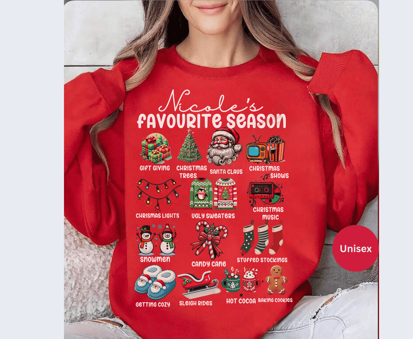 Personalized Christmas List Jumper for Men Women Festive Season gifts for Men Women Custom Family Matching Xmas T shirt Sweatshirt Hoodie Holiday Tops