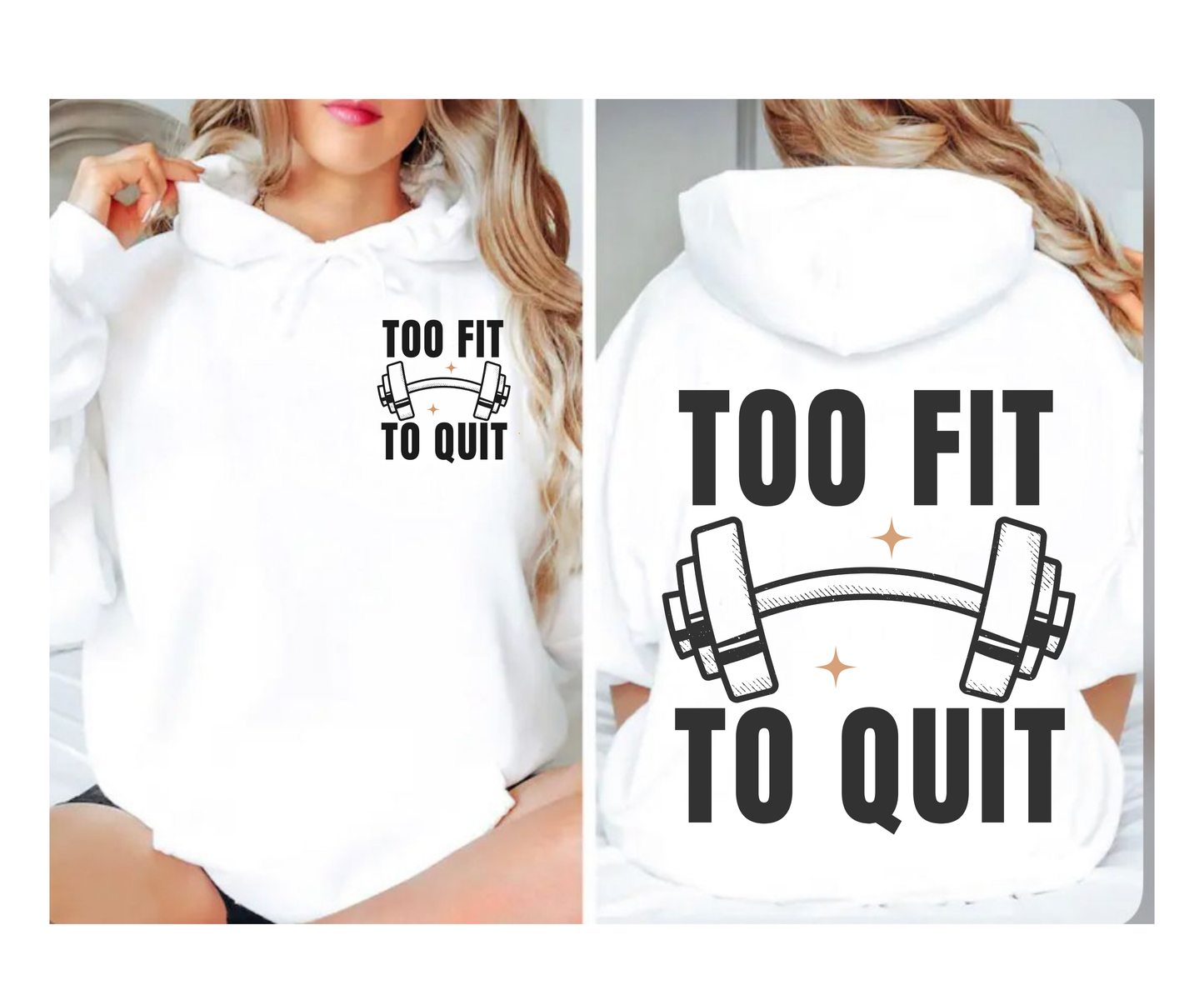 Vsco Funny Workout T-Shirt Too fit to quit Weightlifter fitness Gift Unisex Oversized Work Out Tee