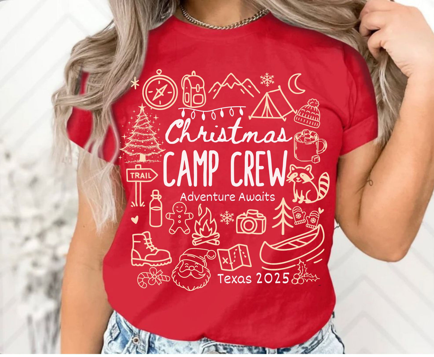 Personalized Christmas Camping Crew Family T-Shirts Sweatshirt - Up to 5XL - for Mom Dad Baby
