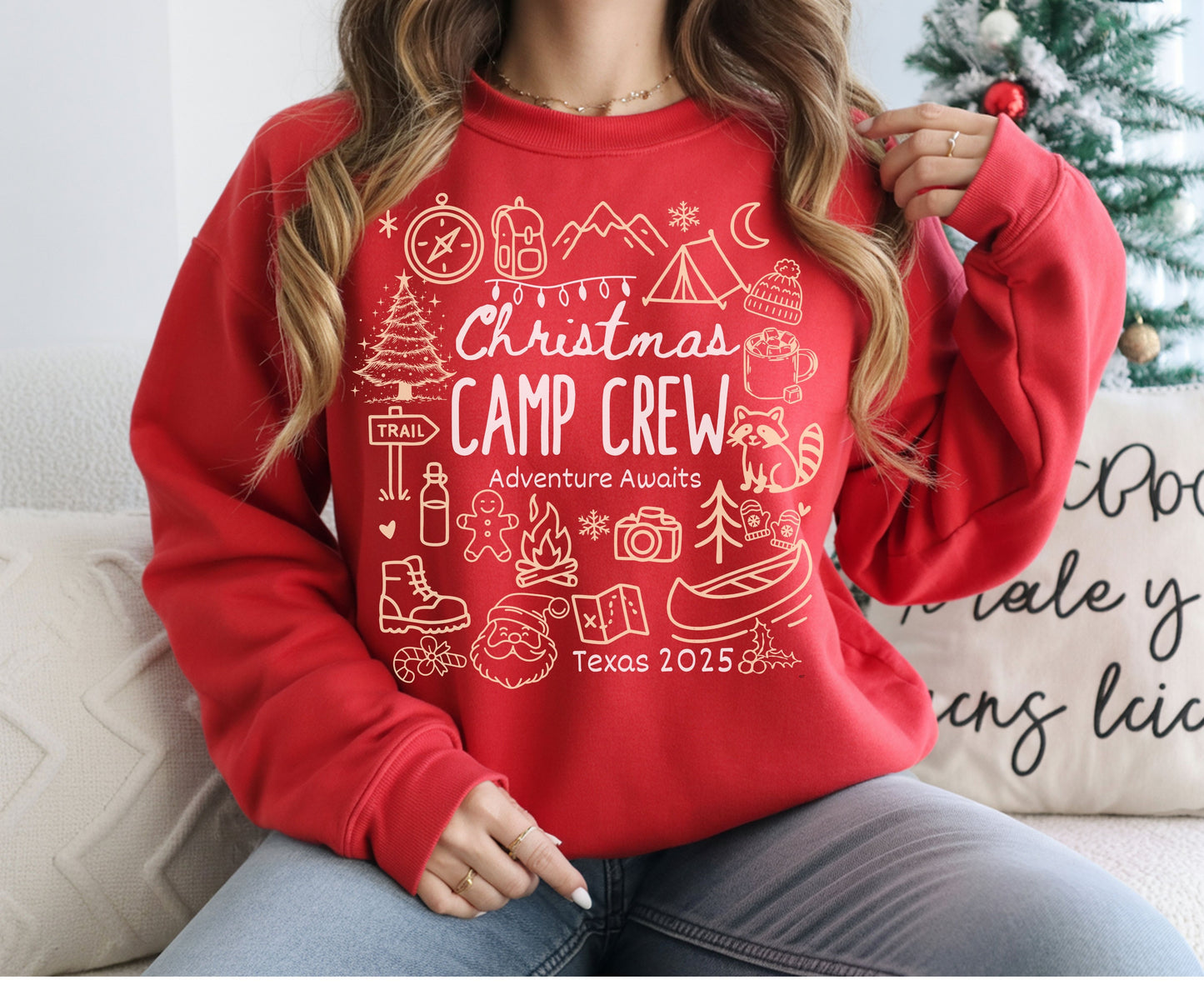 Personalized Christmas Camping Crew Family T-Shirts Sweatshirt - Up to 5XL - for Mom Dad Baby