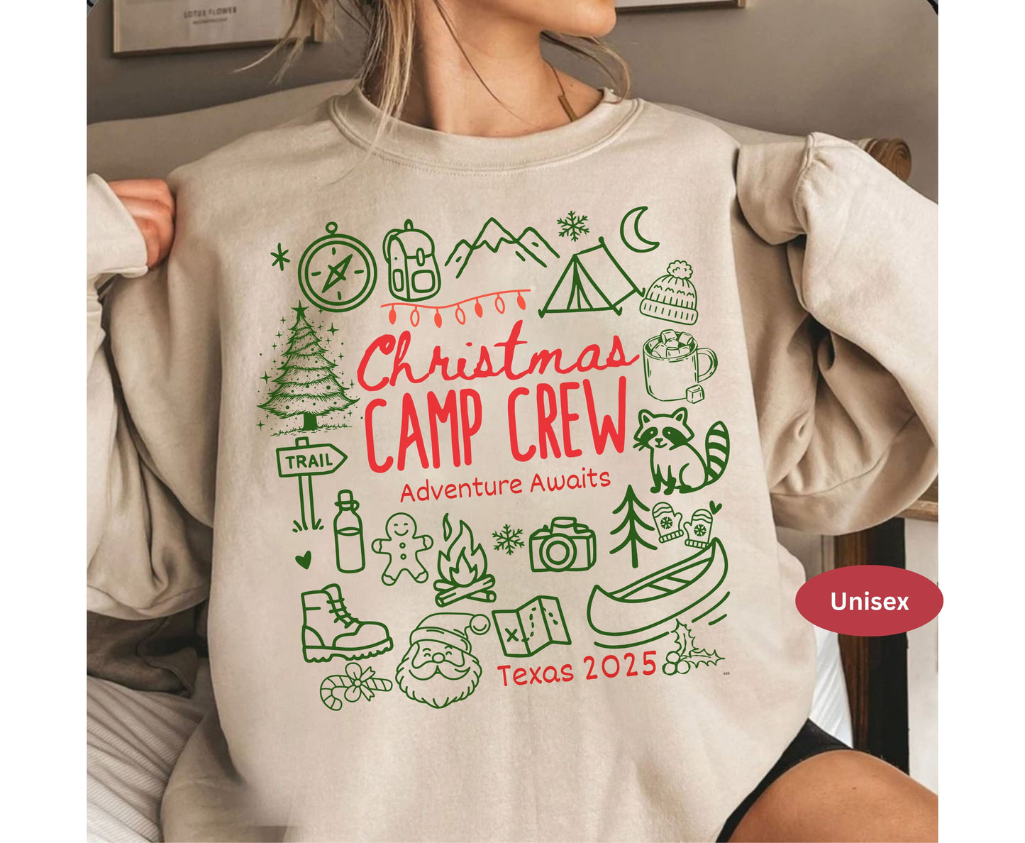Personalized Christmas Camping Crew Family T-Shirts Sweatshirt - Up to 5XL - for Mom Dad Baby