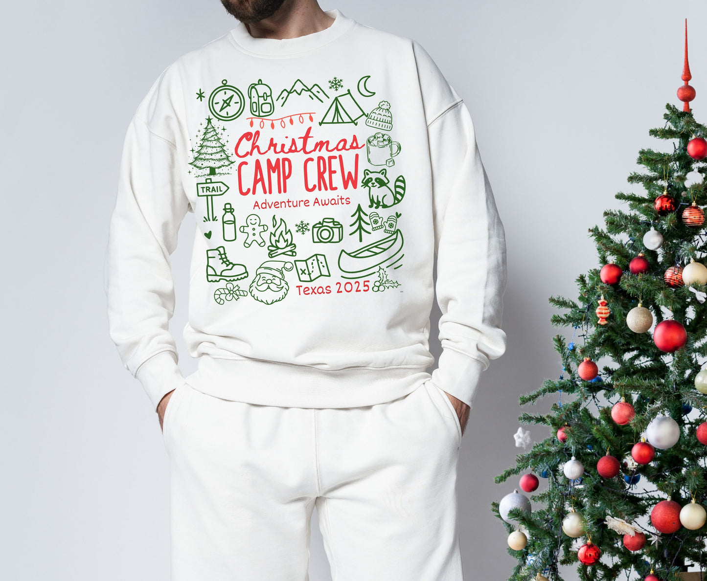 Personalized Christmas Camping Crew Family T-Shirts Sweatshirt - Up to 5XL - for Mom Dad Baby
