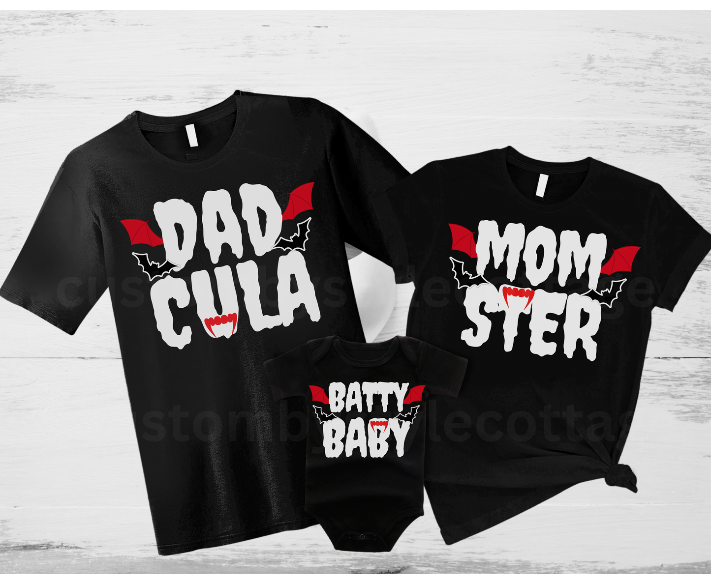 Vampire themed family Matching Halloween shirt gift for Dad Mom and Baby