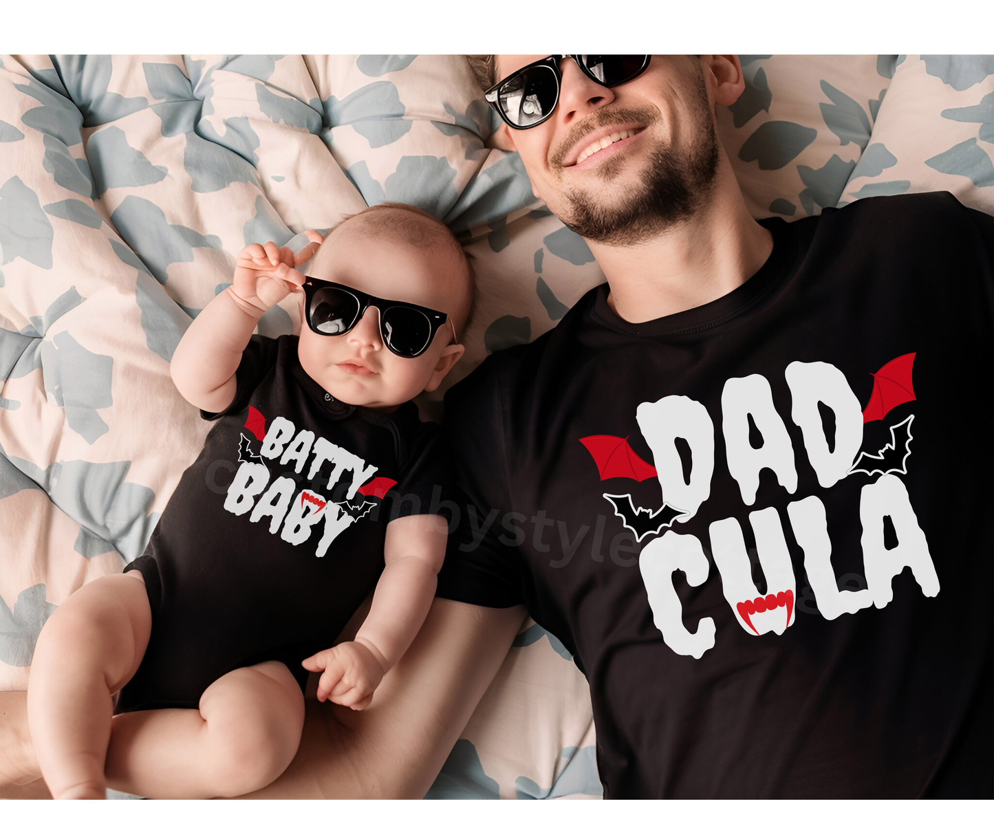 Vampire themed family Matching Halloween shirt gift for Dad Mom and Baby