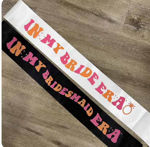 In my bride era sash Bride to be Future Mrs Bachelorette hen Party bridal shower wedding decoration Bridesmaid proposal gift